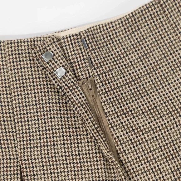 High Waist Plaid Wide Leg Pants Size M Brown Beige Vintage style